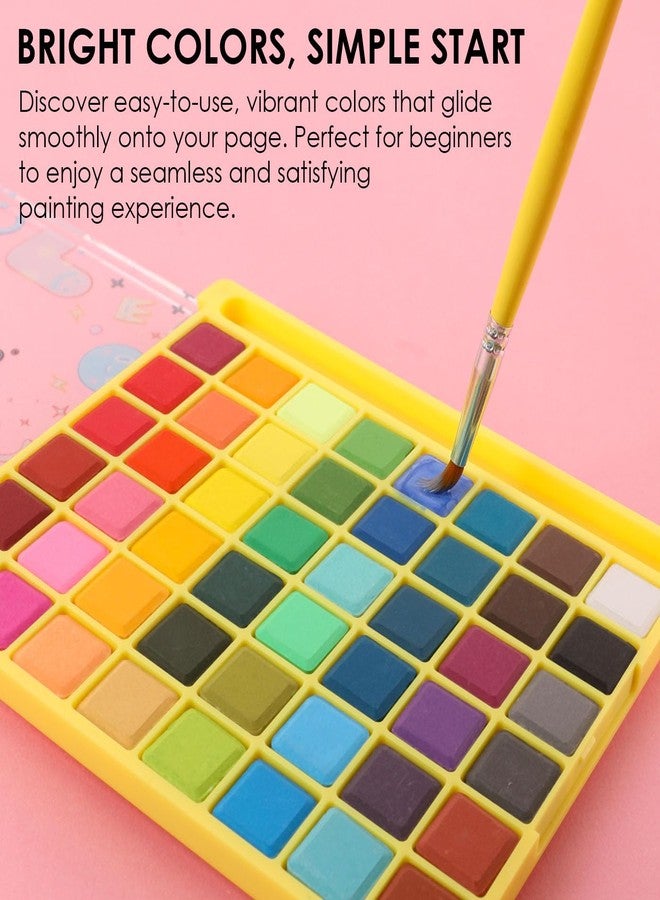 Grabie Mini Watercolor Set, 48 Colors with Brush, Paper Pad and Swatch Sheet, Travel Watercolors Painting Kit for Beginners - Image 5